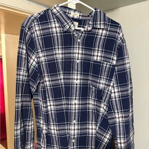 J. Crew Men's Blue and White Plaid Shirt